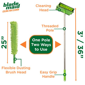 Blade Maid pole length shown next to hand for quick size and reach comparison