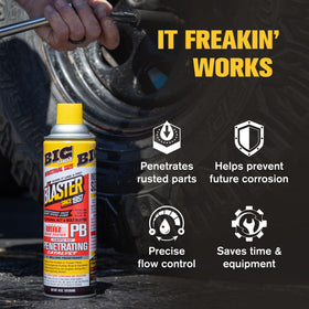 Blaster spraying upside down into tight angle delivering access benefit