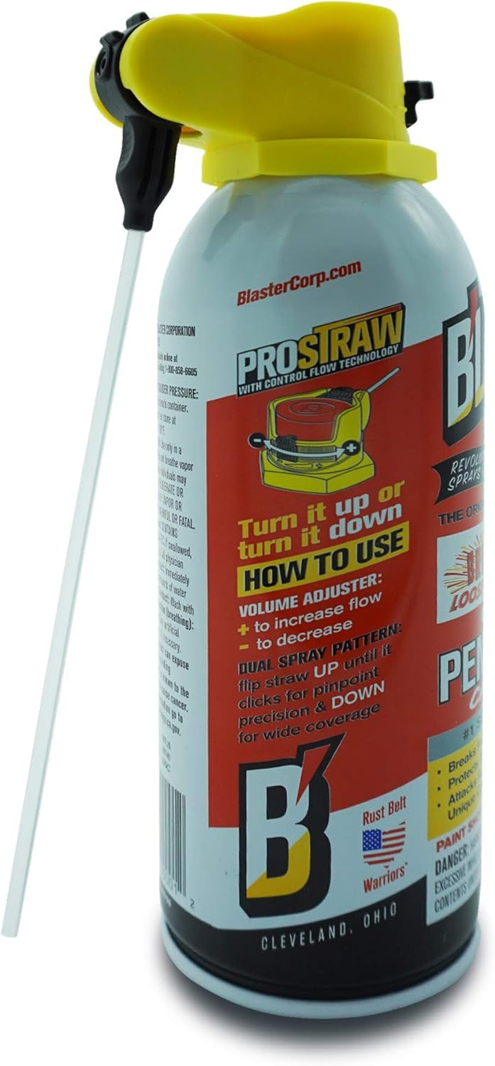 B'laster spraying seized rusted bolt, demonstrates fast penetrating action