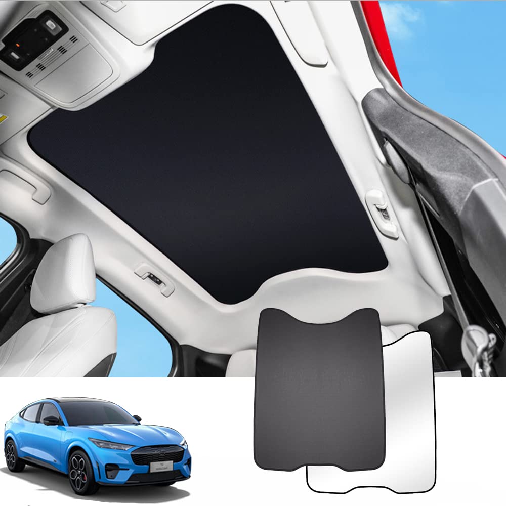 Blazeray sunshade installed on Mach-E front view showing sun protection