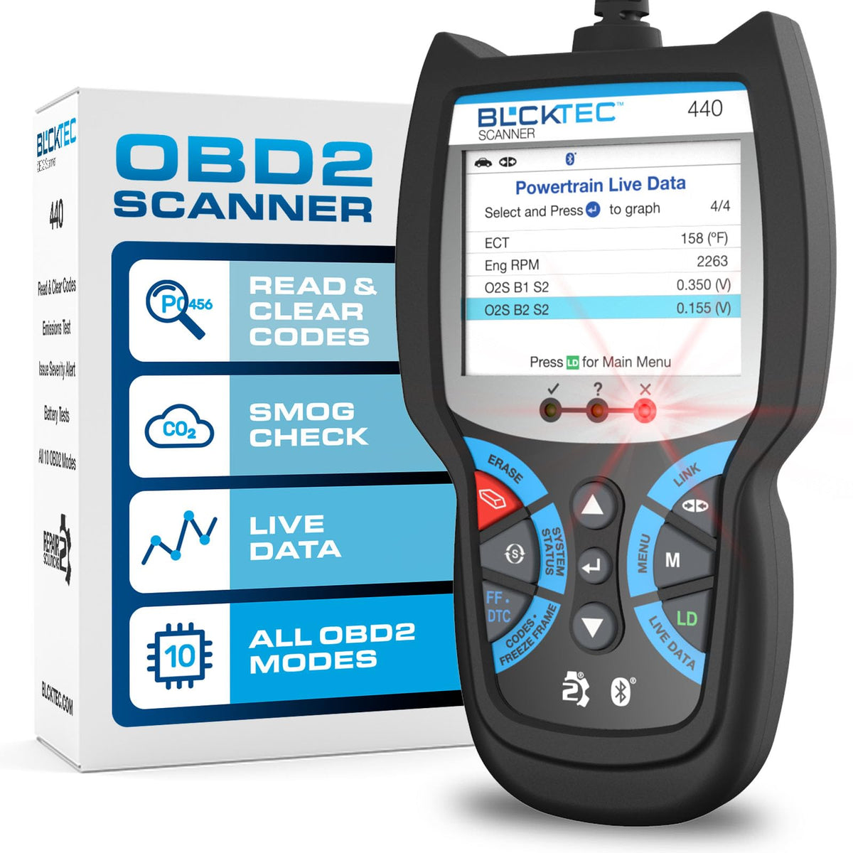 BLCKTEC 440 front display showing color code status and easy readability