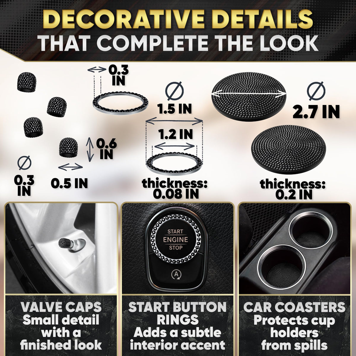 Bling Car Decor coaster in cupholder protecting surfaces and adding sparkle