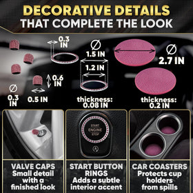 Bling Car Decor cupholder trim fitted around cup, prevents scratches and decorates