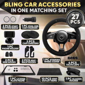 Bling Car Decor steering wheel close-up showing rhinestones and better grip