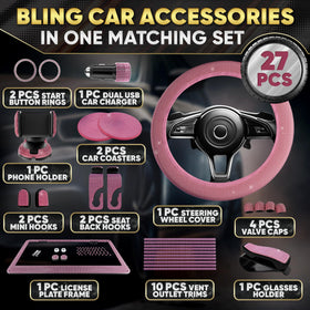 Bling Car Decor rhinestone steering wheel cover detail, adds sparkle and grip