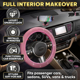 Bling Car Decor vent clips close-up on dash, decorative accents that stay secure
