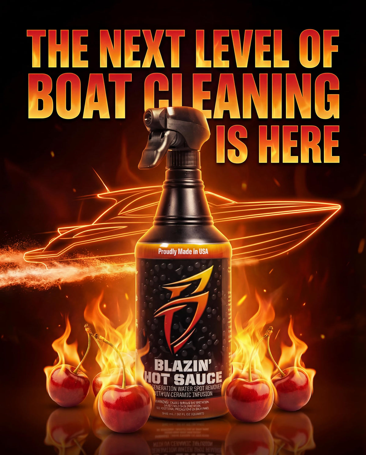 Bling Sauce bottle spraying solution on car trim for quick spot removal