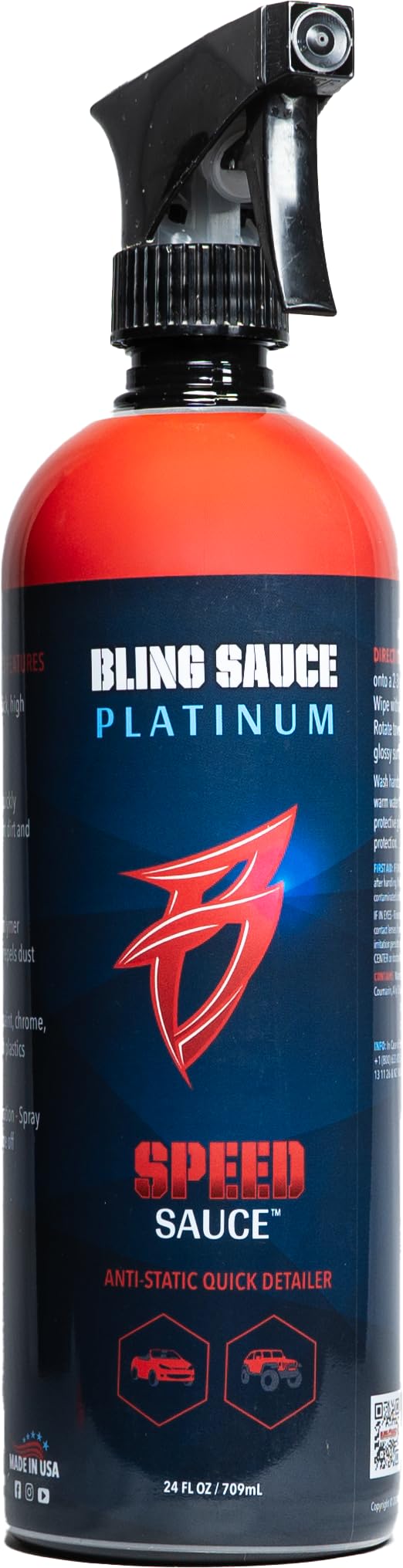Bling Sauce front label on 24 oz bottle showing branding and product name for quick ID and benefit