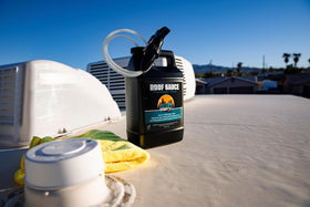 Bling Sauce cleaned RV roof in sunlight showing UV-protectant finish benefit
