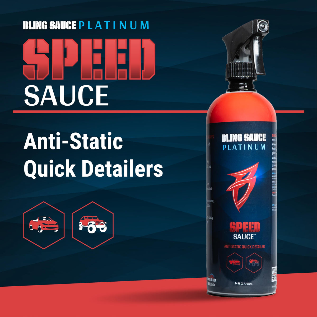 Bling Sauce spray nozzle dispensing mist onto car panel for fast application benefit
