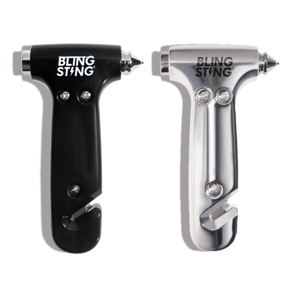 BLINGSTING front view showing the two-color escape hammers and compact design benefit