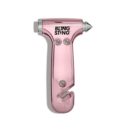 BLINGSTING front profile blush rose showing compact emergency tool benefit quick access