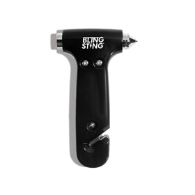 BLINGSTING front view showing compact emergency hammer and benefits of quick access