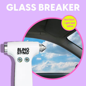 BLINGSTING mounted on visor with strap making the tool instantly reachable in emergencies