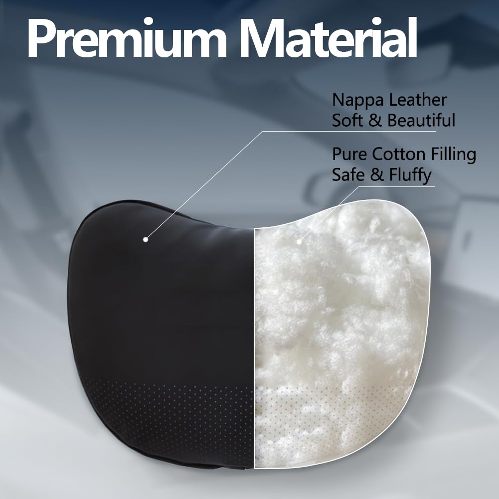 BlissfulNest neck pillow in Tesla seat with height adjusted demonstrating precise positioning