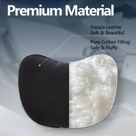 BlissfulNest neck pillow in Tesla seat with height adjusted demonstrating precise positioning