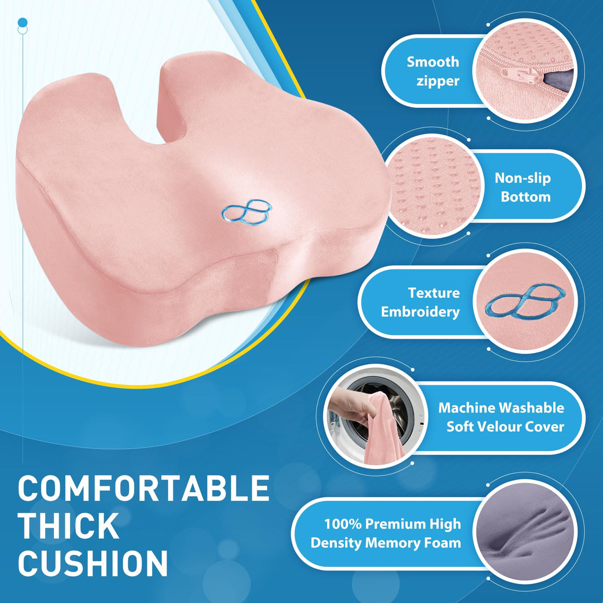 BlissTrends underside non-slip pattern keeping cushion secure on chairs