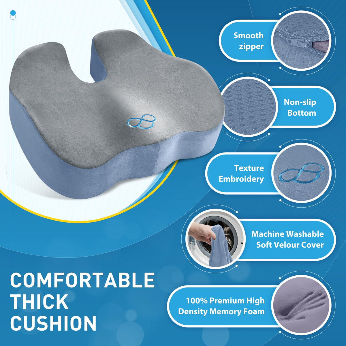BlissTrends placed on office chair improving comfort during long workdays