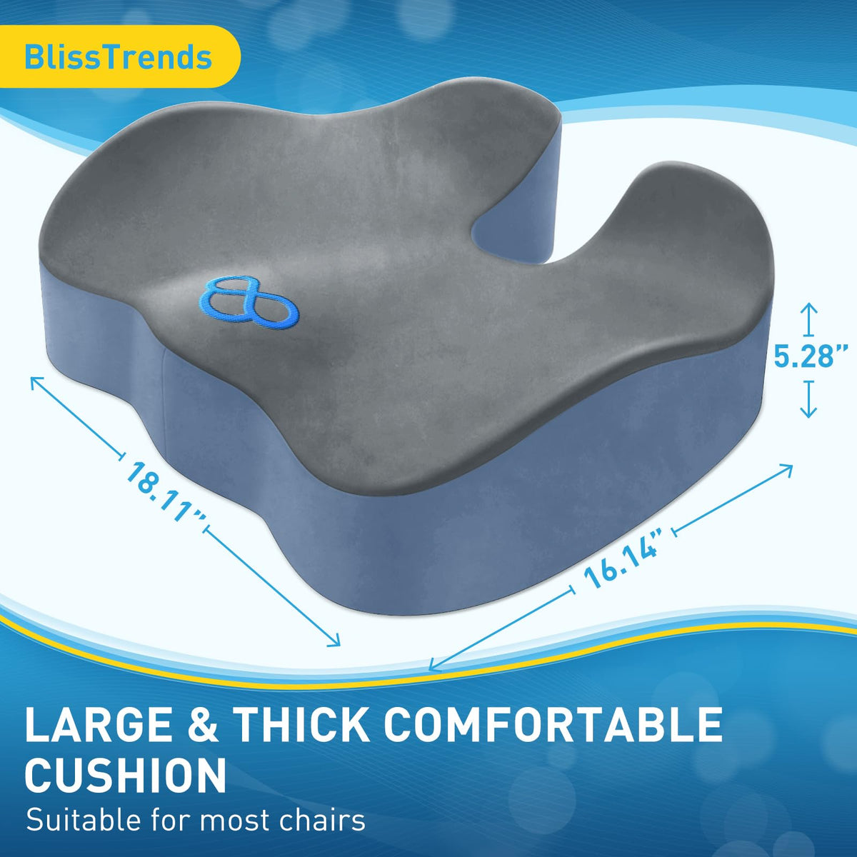 BlissTrends side profile showing 4.7 inch thick foam for stronger support