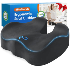 BlissTrends front view of cushion showing full shape and neutral grey for versatile use