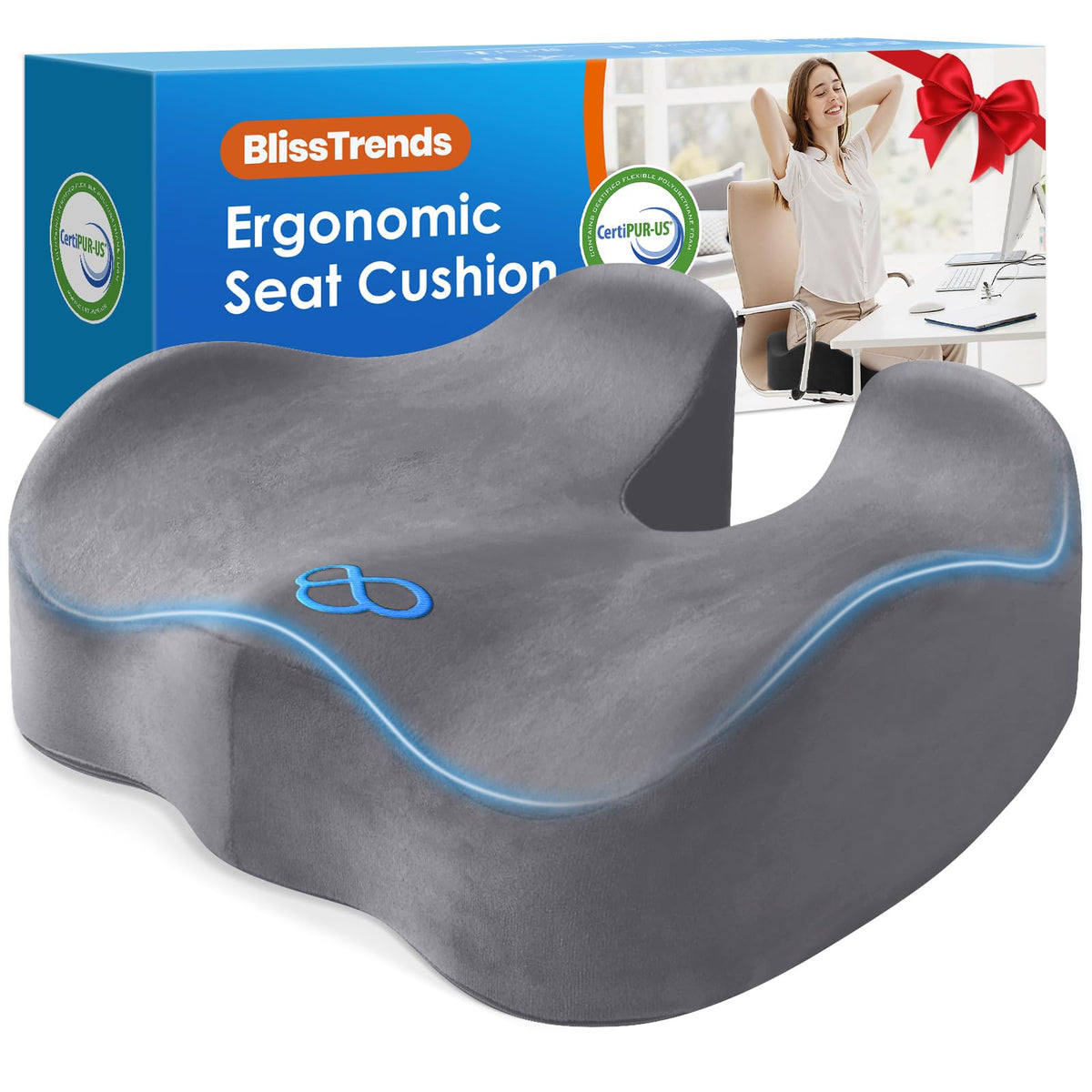 BlissTrends front view cushion showing shape and supportive profile for comfortable sitting
