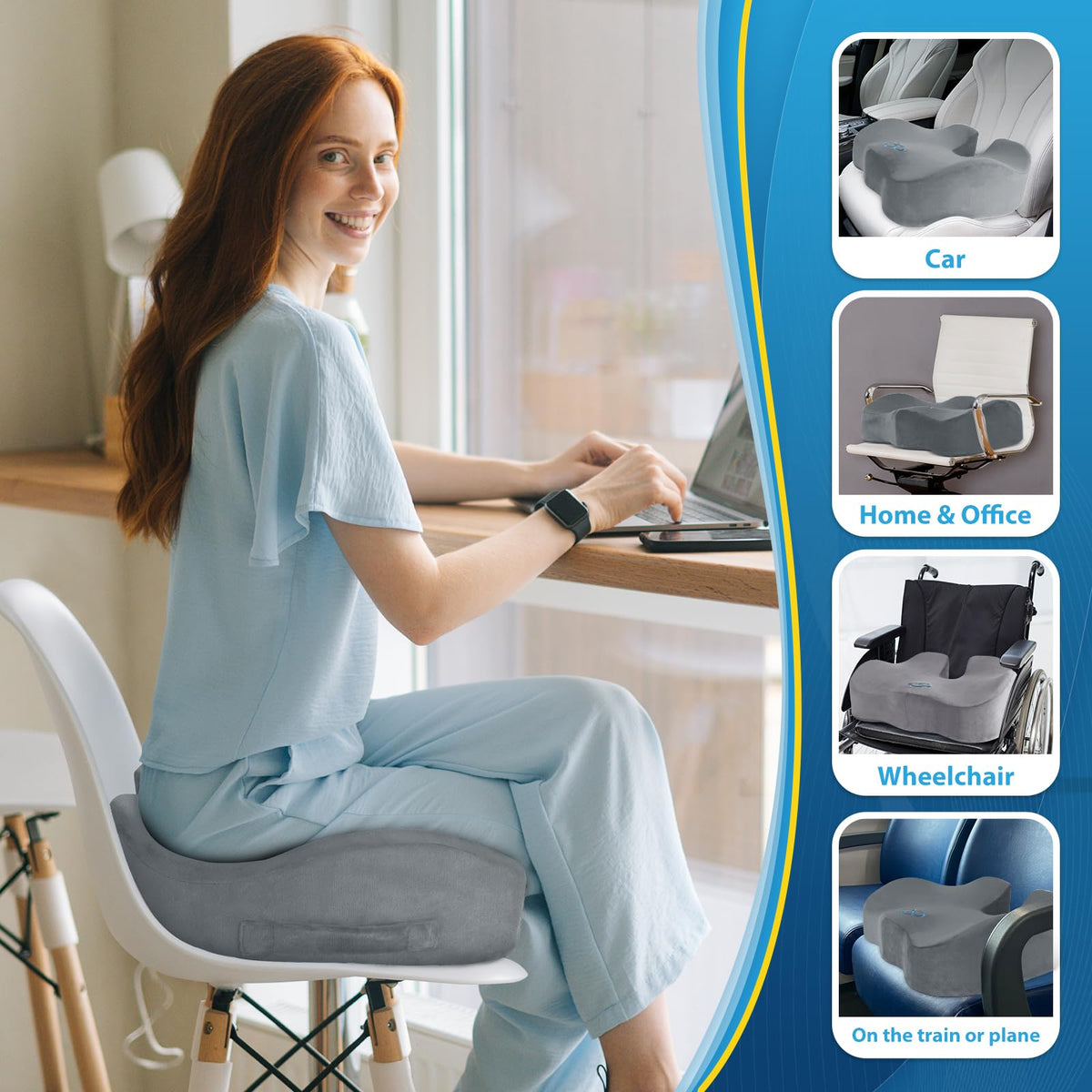 BlissTrends placed on a car seat demonstrating travel comfort and posture support