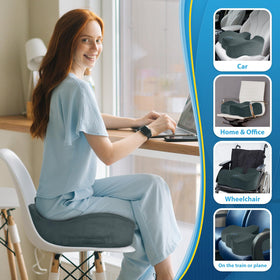 BlissTrends cushion placed on car seat providing travel comfort