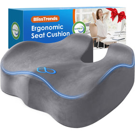 BlissTrends front view of XL seat cushion showing size and light grey cover for comfortable seating
