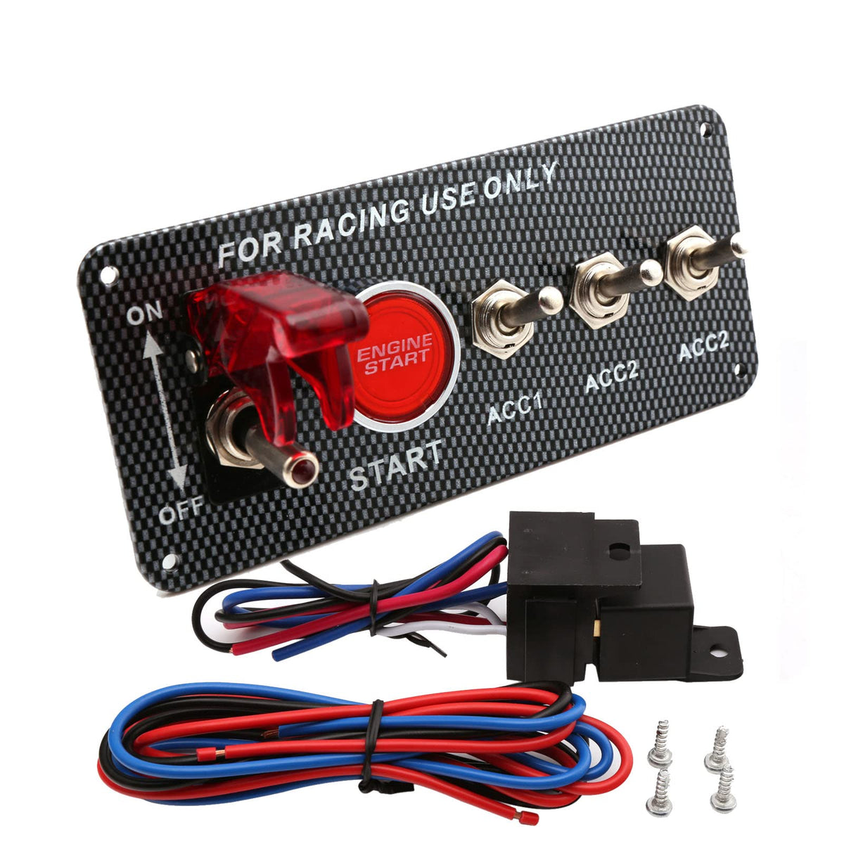 BLLYOGU front panel showing all switches and LED start button, clear control layout benefit