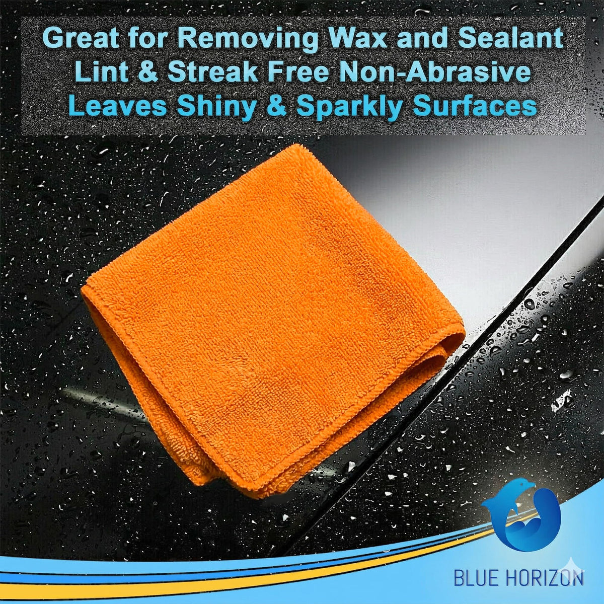 Blue Horizon folded towel next to ruler showing 16 inch scale