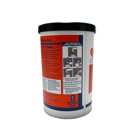 Blue Monster wipe removing grease from hands for quick cleanup