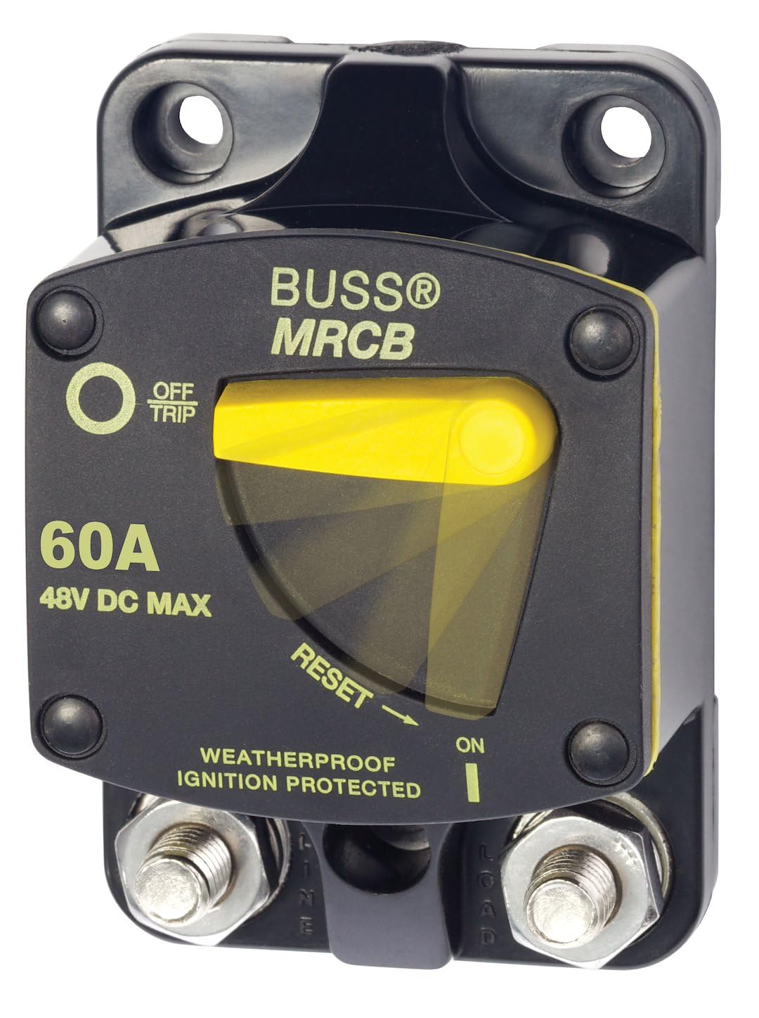 Blue Sea Systems 7140 front panel view showing waterproof casing and lever for reliable switching