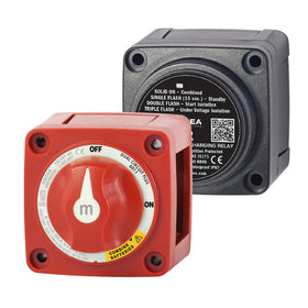 Blue Sea Systems kit front view showing compact switch and relay, improves space efficiency