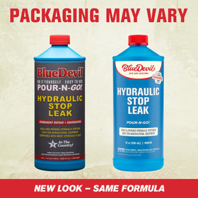 BlueDevil Products being poured into hydraulic reservoir, preventing downtime