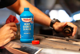 BlueDevil Products being poured into radiator demonstrating quick application