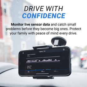 BlueDriver plugged into vehicle OBDII port for quick diagnostics benefit