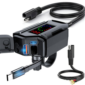 BlueFire charger front view showing ports and compact design for easy mounting