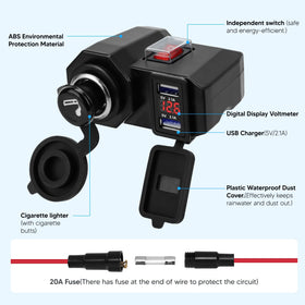 BlueFire close-up of dual USB ports and voltmeter, clear readout for safe monitoring