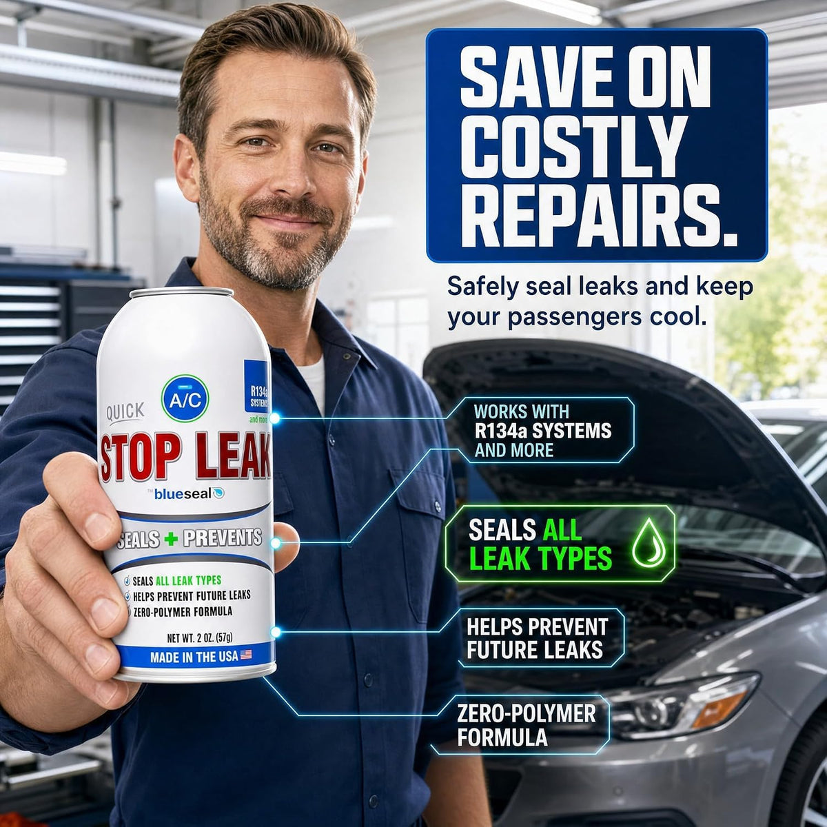 blueseal used in a garage setting with mechanic to illustrate professional application