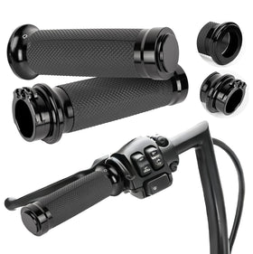 BlueStars front view of grips showing complete package and fit on bars