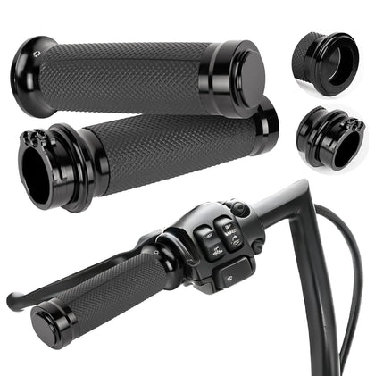 BlueStars front view of grips showing complete package and fit on bars