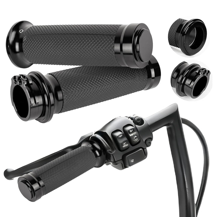 BlueStars front view of grips showing complete package and fit on bars