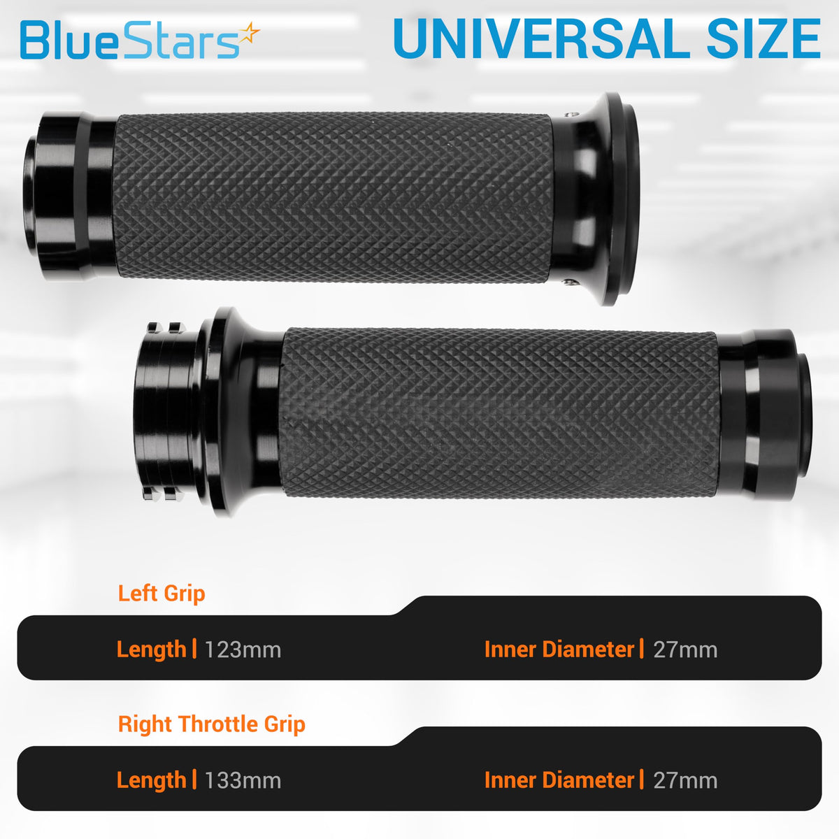 BlueStars grips installed on Sportster 883 showcasing fit and finish