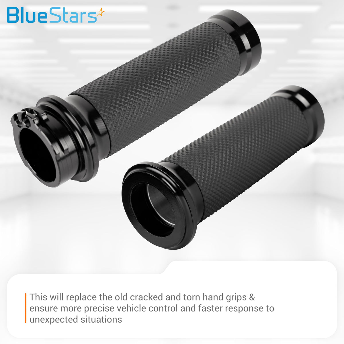 BlueStars left grip beside ruler showing 123mm length for sizing