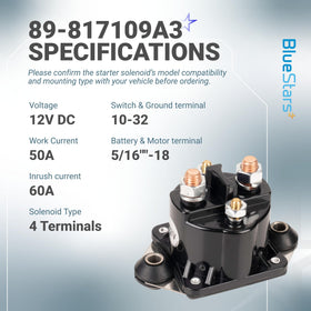 BlueStars solenoid terminal label reading part numbers for simple cross-reference