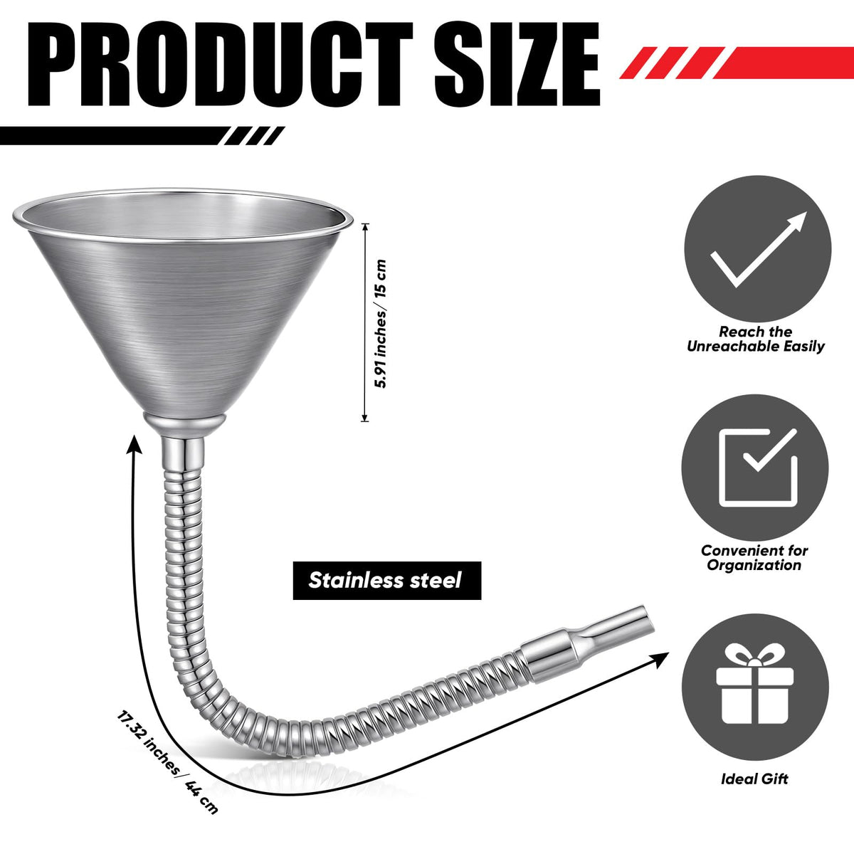 Blulu flexible funnel hose and bendable spout demonstrating reach for awkward fills