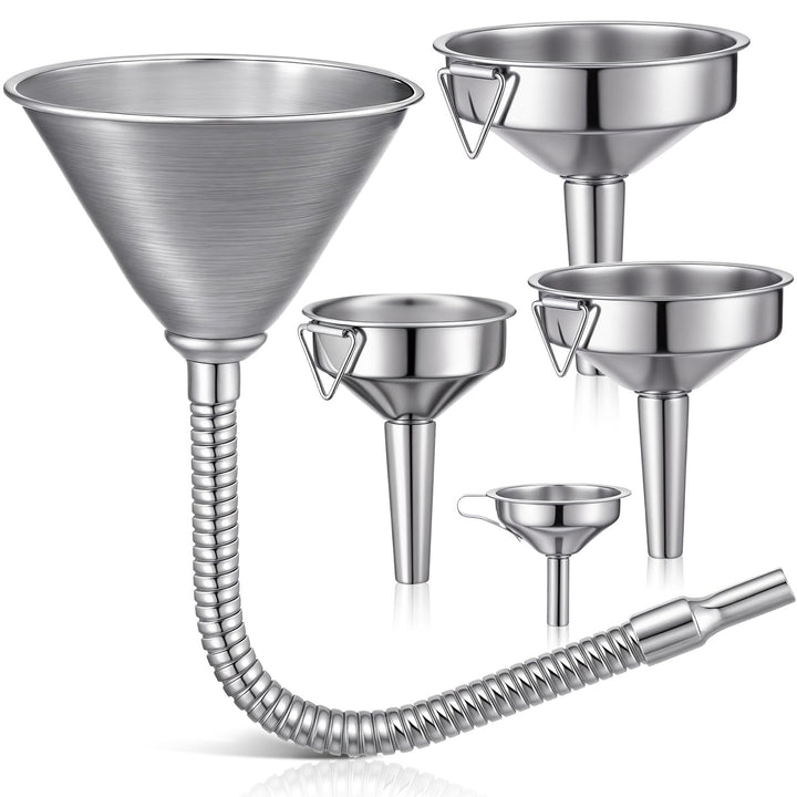 Blulu front view of complete funnel set showing all five pieces for versatile pours