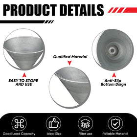 Blulu four stainless funnels side-by-side showing sizes for precise selection