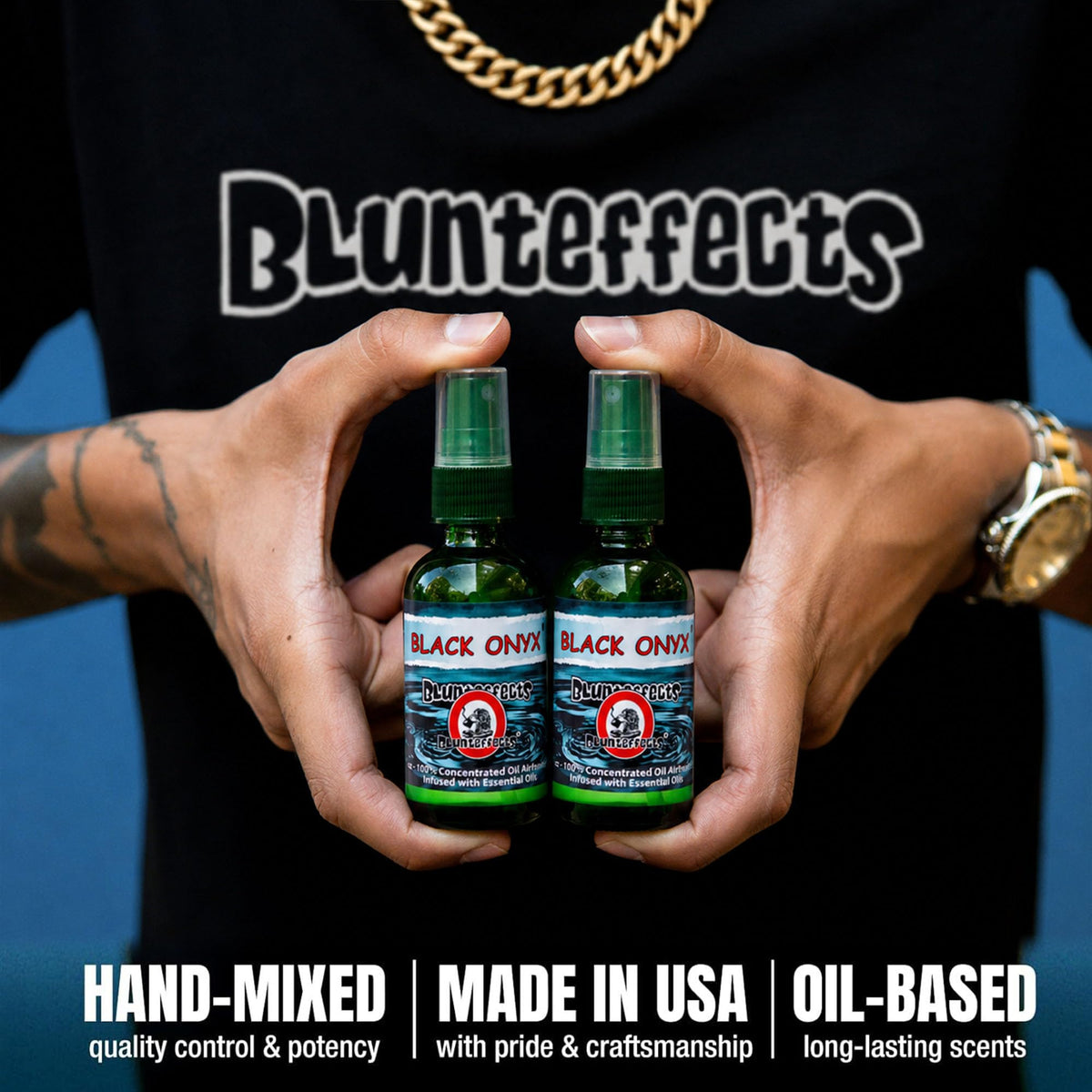 Blunteffects can next to a hand for scale, indicating compact, portable size