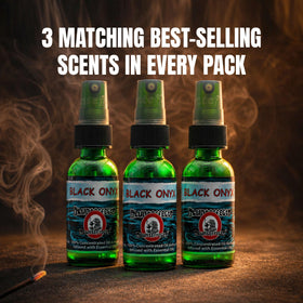 Fine spray mist from Blunteffects can dispersing into air, demonstrating quick odor neutralization